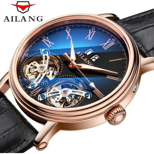 2021 Mens Watch Fully Automatic Mechanical Men Watch Double Tourbillon Business Sports Waterproof Luminous Calendar AILANG 8820