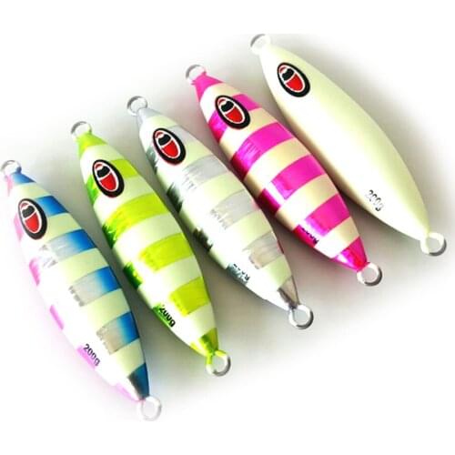 5PCS Deep sea Fishing Glow Stripe Jigging Slow Jig Lure Jigbait spoon baits 200g