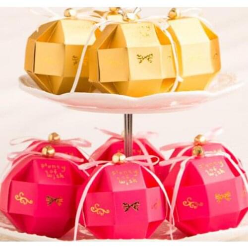 50pcs Colorful Plenty Of Wish Wedding Decoration Paper Ball Candy Boxes Diy Birthday Party Favor Gift Box With Bell Ribbon Boite