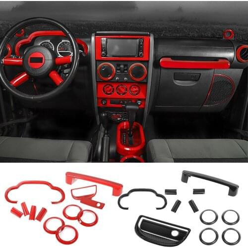 ABS Interior Dashboard Steering Wheel Co-pilot Handle Air Vent Outlet Decoration Cover Accessories for Jeep Wrangler JK 2007-10