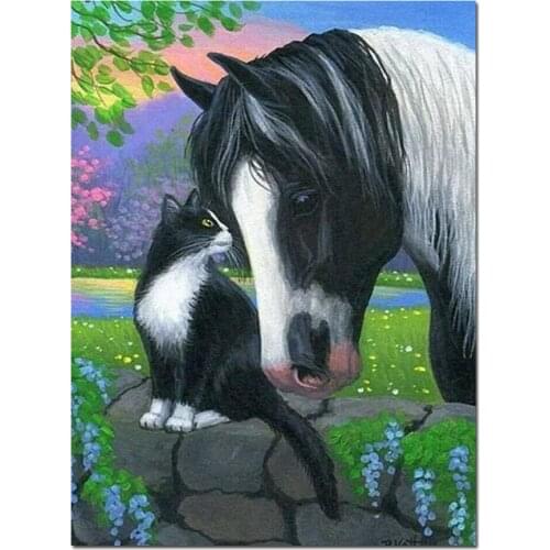 Diamond embroidery Cartoon cow and cat full square round drill diamond painting diy diamond stitch cross mosaic home decor A803