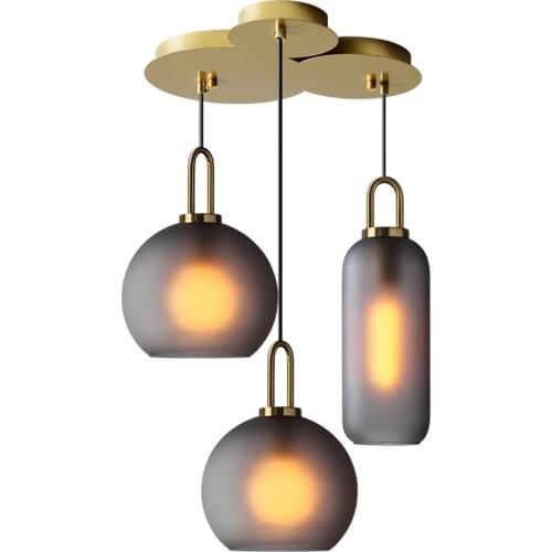 American Industrial Combination Glass Pendant Lights Restaurant Three-head Dining Room Table Bar Lamps Living Room Hanging Light