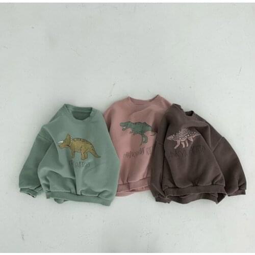 Kids Clothes Boys Dinosaur Sweatshirts Baby Long Sleeve Hoodies Toddler Funny Cotton Pullover Tops 1-7Y Boy Outwear Clothes