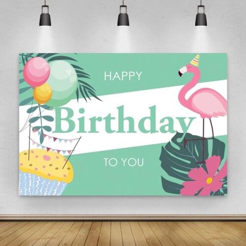 Mint Green White Birthday Party Decor Backdrop Pink Flamingo Balloon Cake Kids Candy Dinner Table Backgrounds For Home Photo