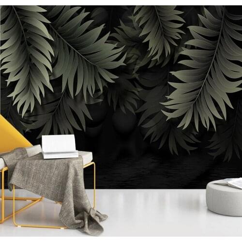 Custom Any Size Modern hand drawn tropical plant leaves Wall Cloth Living Room Sofa Background Wall Decor Waterproof Wall Mural