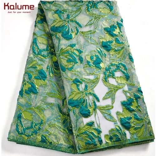 Kalume African Brocade Lace Fabric 2021 Nigerian Jacquard Gilding Lace Fabric High Quality 5 Yards For Diy Dress Party F2591