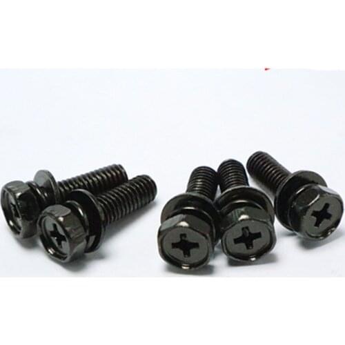 M4 M5 Phillips Screw External Hex combination Bolts GB9074.13 Screws Black 10-20mm Length
