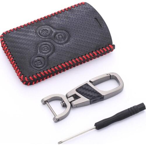 Leather Key Package Cover with Keychain 4 Buttons Car Styling Cover Case for Renault Koleos Laguna 2 3 Kadjar Megane 1 2 3 Clio