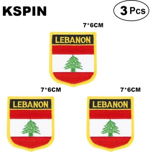 Lebanon Shiled Shape flag patches national flag patches for Cothing DIY Decoration