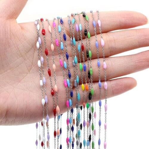 Small Beads Stainless Steel Copper Chains Dripping Oil Chain for Jewelry Making DIY Necklace Anklet Bracelet Accessories 1Meter