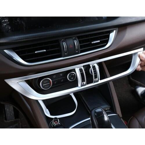 ABS Matt Chrome Center Console AC Outlet Frame Trim Refitting Accessories For Alfa Romeo Stelvio 2017 Car-styling