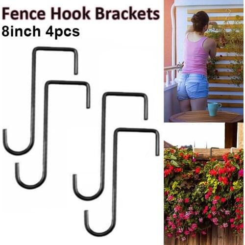 4pcs Metal Fence Hook Brackets For Bird Feeder Plant Pot Basket Hanging Bracket Patio Home Decor Retro Steel Balcony