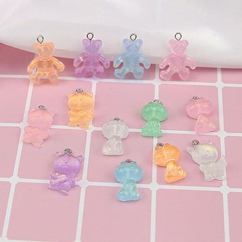 Min order 50pcs/lot color cute style cat/fox shape resin floating lock charms diy jewelry earrings/bracelet/key accessory
