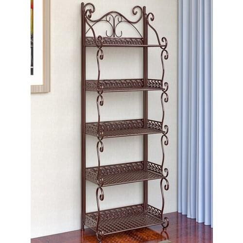 3 Colors Nordic Style 3/4/5 Tiers Folding Iron Kitchen Organizer Multi-use Bathroom Bedroom Rack Standing Book Shelf Home Decor