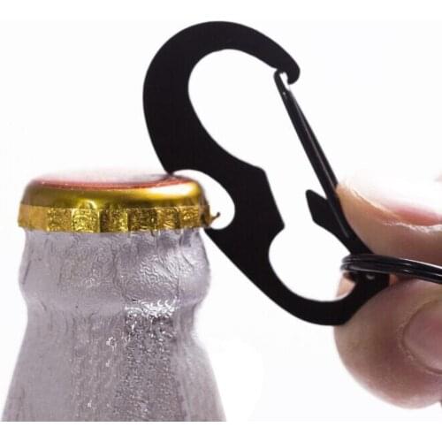 Outdoor Climbing Portable Multifunctional D-shaped Quick Hanging Buckle Metal Carabiner Cap Lifter Bottle Opener Key Ring
