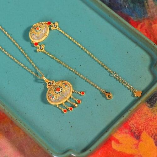 Natural Hetian jade gutta enamel porcelain craft opening ring Chinese style retro national charm womens silver jewelry