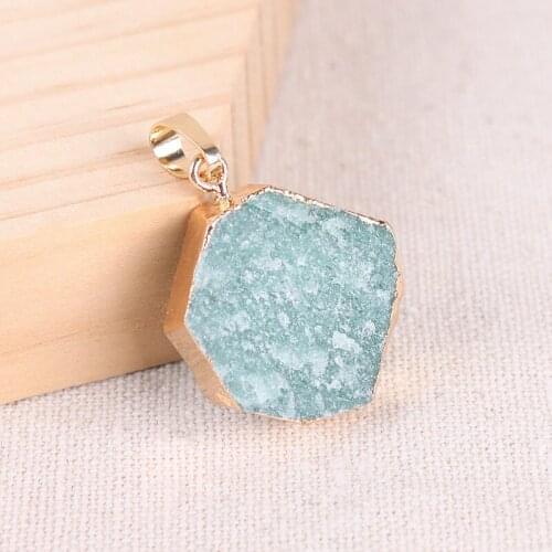 Natural Unique Aventurine Pendants Drusy Crystal Agates Pendant Geode Stone Pendant Women DIY Necklaces For Jewelry Making