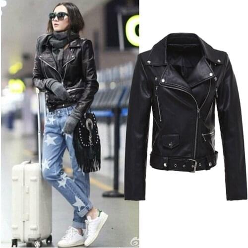 JA0051 PU leather coat ladies short