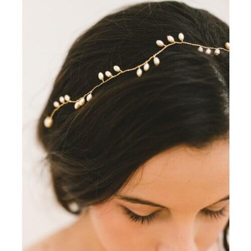 Elegant Fake Pearl Headband Hair Jewelry Romantic Bridal Head Chain Headdress Wedding Accessories SANA889