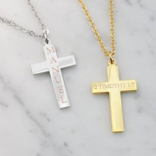 Simple Cross Necklace Pendant for Men Crucifix Necklaces Stainless Steel Chain Custom Name Necklaces Chokers