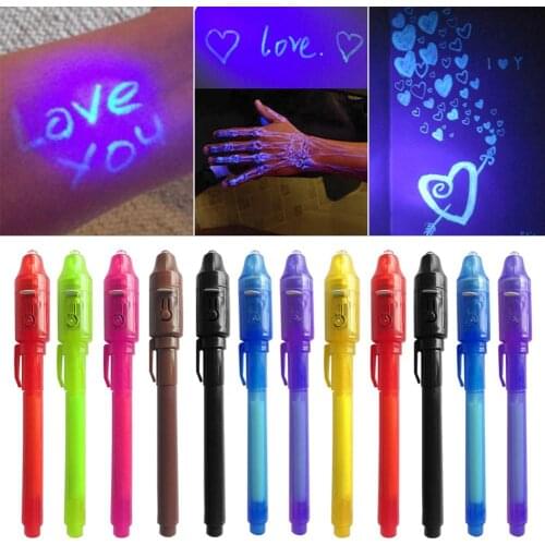 Invisible Ink Pen,Secrect Message Pens, 2 In 1 Magic UV Light Pen for Drawing Funny Activity Kids Party Students Gift DIY School