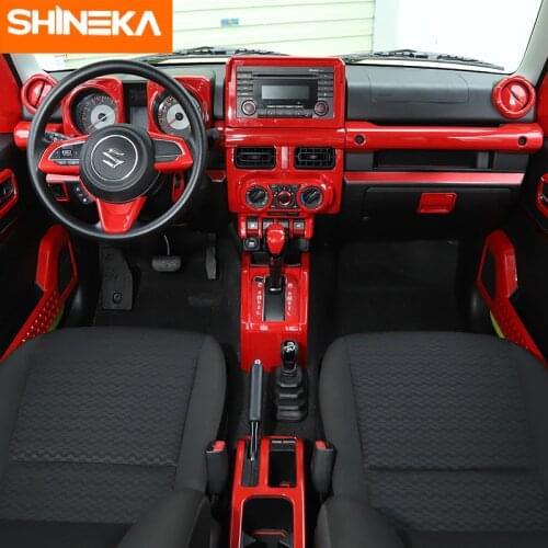 SHINEKA Car Styling For Suzuki Jimny Car Interior Red Center console Decoration Cover Sticker Accessories For Suzuki Jimny 2019