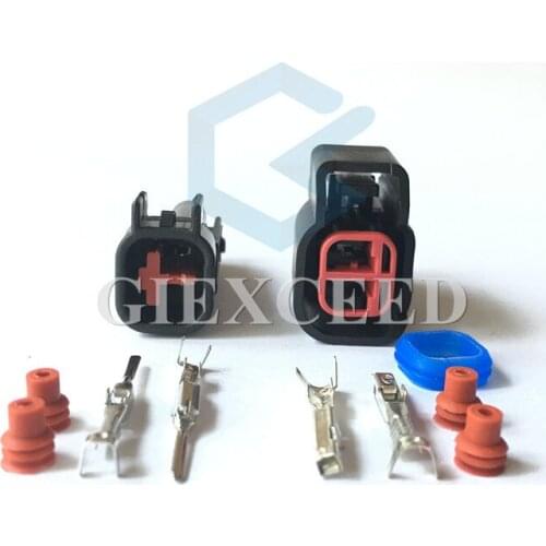 2 Sets Delphi 2 Pin Female And Male EV6 Fuel Injector Electrical Connector Plug