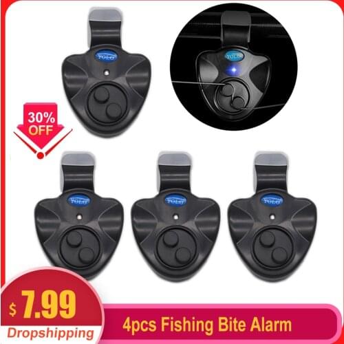 2/4pcs Electronic Fishing Bite Alarm with Sound LED Lights Indicator Fish Bite Alarms Buzzer Loud Siren Daytime Night Indicator