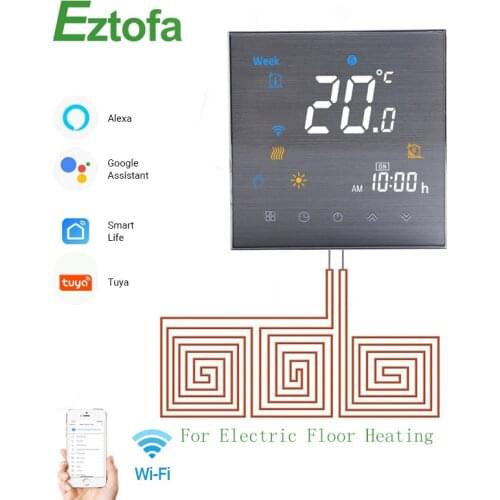 WiFi Smart Thermostat Temperature Controller for Electric Floor Heating Smart Life Tuya APP Works with Alexa Google Home