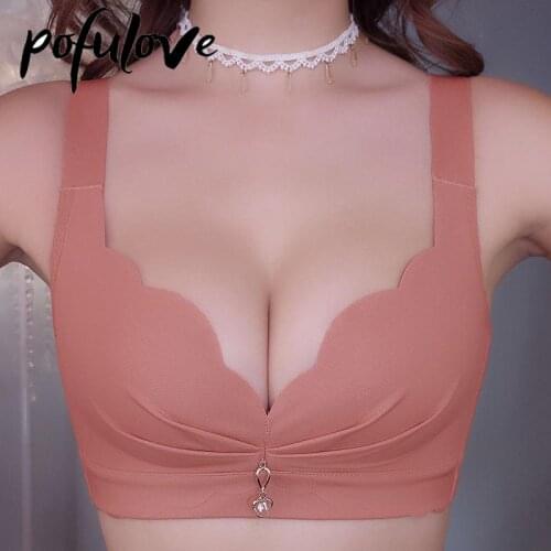 Women Plus Size Underwear 34-44 B C Push Up Bra Seamless Bras Wireless Bralette Solid Color Soft Brassiere Thin Cup Breathable