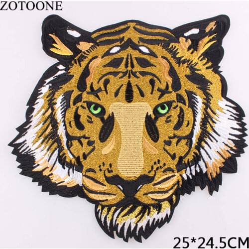 ZOTOONE Big Tiger Embroidery Patch for Clothing 25*24.5CM Iron on Patch Applique DIY Hat Coat Dress Accessories Cloth Sticker C