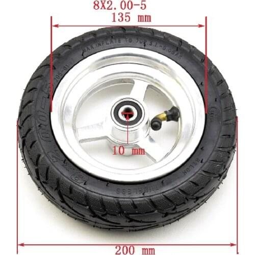 10MM bearing Hub 8x2.00-5 Tubeless Tire 8x2.0-5 wheel fit for Mini Bike Wheelchair Kugoo C3 S3 S2 MINI Electric BIKE