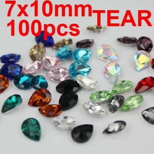 100pcs 7x10mm crystal tear shape beads many colors to choose perfect stones for nail art and phone case diy free shipping