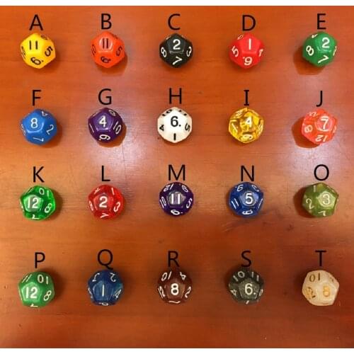 12sides number dice/ transparent multicolour D12 polyface dice bosons rejection of child dice table