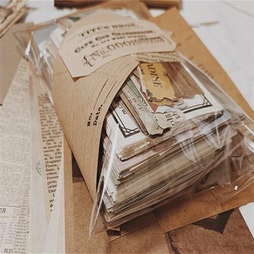 200pcs Retro Tickets Stamps Leaves Handbook Commemorative Book DIY Memo Material Pack Photo Album Diary