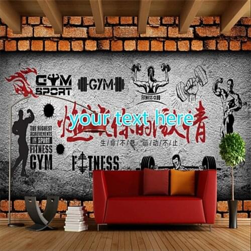 Retro Industrial Style Sports Brick Wallpaper 3D Sports Gym Fitness Club Decor Background Mural Wallpaper Papel De Parede 3d
