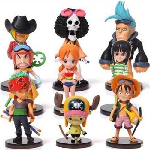 7cm 9pcs/Set Anime One Piece Action Figure Luffy Franky Chopper Q Version Doll Toy PVC Model Doll Toys for Kids Birthday Gifts