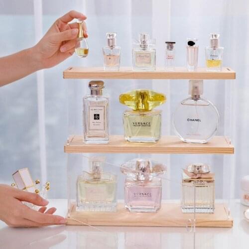 Acrylic Cosmetic Perfume Display Stand, Clear Nail Polish Makeup Organizer Holder, Skincare Cabinet Lipstick Storage Box