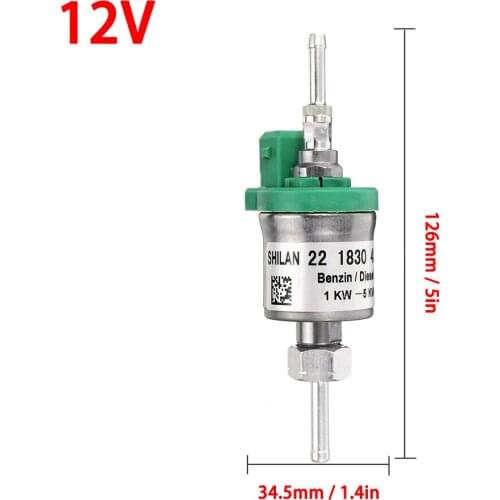 12V 1-5KW Car Air Diesel Parking Oil Fuel Pump 0.022ml/s For Eberspacher Universal Heater Durable Metal Silver&Green(12V)