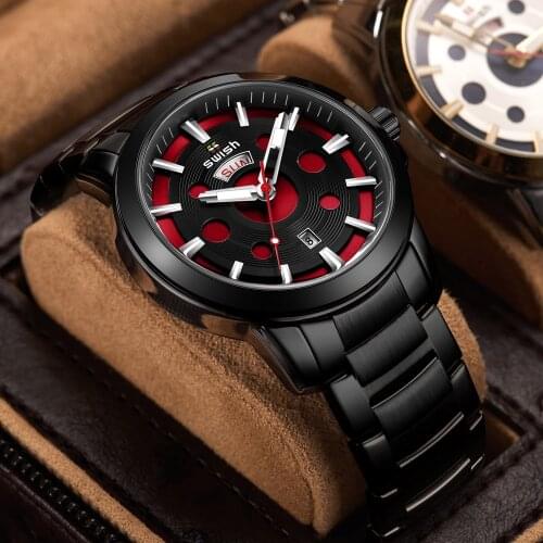 SWISH Watches Men Top Brand Luxury Stainless Steel Military Sports Wristwatch Fashion Waterproof Quartz Clock Relogio Masculino