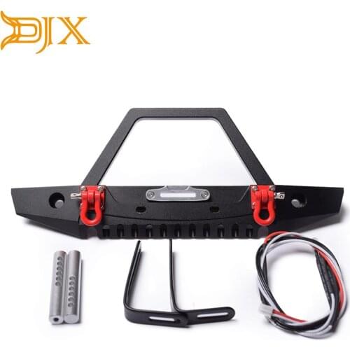 Black Steel Front Bumper Bull Bar with Winch Shackles for 1:10 RC Crawler Car AXIAL SCX10 90046