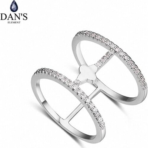 DANS Real Austrian Crystals Brand AAA Zirconia Micro Inlays Fashion Ring for women New Geometric 112285white