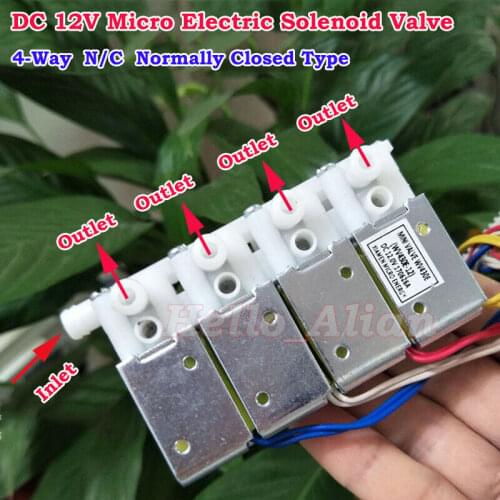 DC 12V 5-Position 4-Way Normally Closed N/C Micro Electric Solenoid Gas Air Valve For Car massage chair cushion