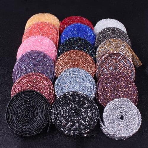 DIY Many Colors Rhinestones Banding Crystal Silver Rhinestones Trim Banding 1 yard Lot Width 1.5CM 3CM Belt Rhinestones Trimming