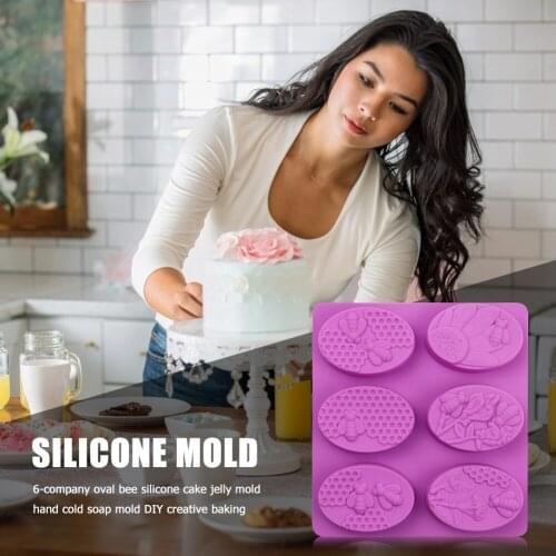 6 Hole Stylish Silicone Bee Mold Creative Baking Cake 6 Form Soap Molds For Soap Making Handmade Kitchen Jelly Tools Mold