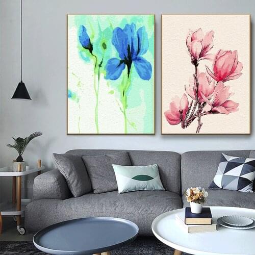 Paintings By Numbers Simple Flowers Magnolia And Fleur-de-lis Decorative Canvas Painting Acrylic Paints Home Decor Unique Gift