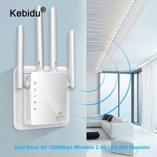 Kebidu Wireless Wifi Repeater/Router 1200mbps 2.4G/5G Dual Band Wifi Signal Amplifier AP Signal Booster Network Range Extender