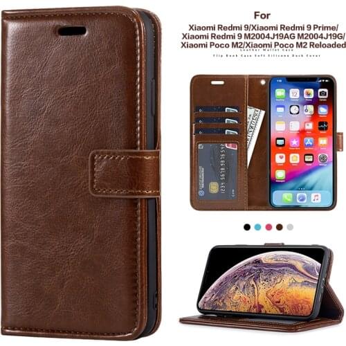 Leather Flip Case For Xiaomi Redmi 9 Redmi 9 Prime Case Wallet Cover For Xiaomi Redmi 9 M2004J19AG M2004J19G Xiaomi Poco M2 Case
