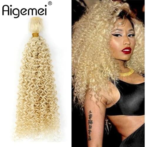 Aigemei Kinky Curly Ombre Synthetic Hair For Women High Temperature Fiber Wig For Women T1B/4/27 Black Color