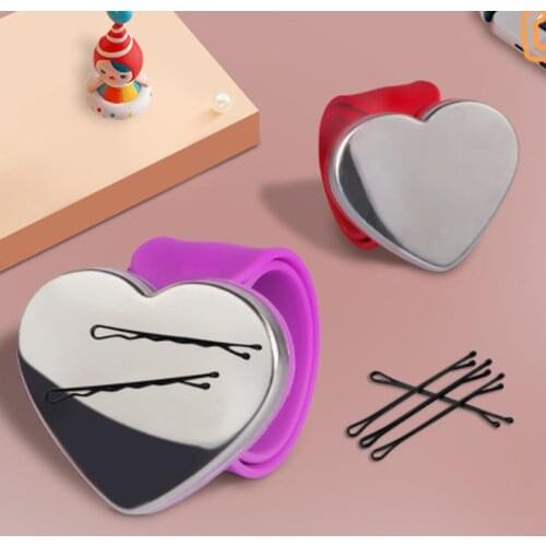 Magnetic Pin Bracelet Heart Shape Silicone Hand Band Wrist Strap Slap Bracelet Arm Pin Cushion Holder For Salon Hair Accessories